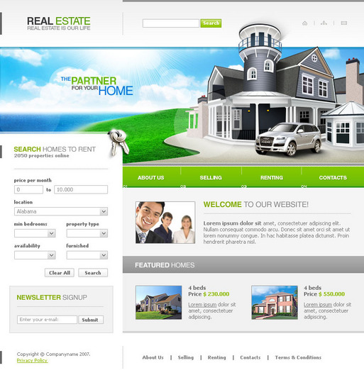 Уеб темплейт за сайт за недвижими имоти