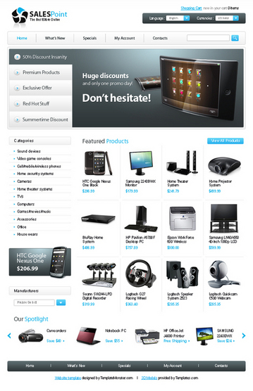 Безплатен osCommerce template за електронен магазин за техника
